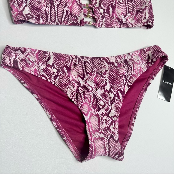 Bebe Pink Snake Print Halter Bikini Swim Set - Picture 2 of 12